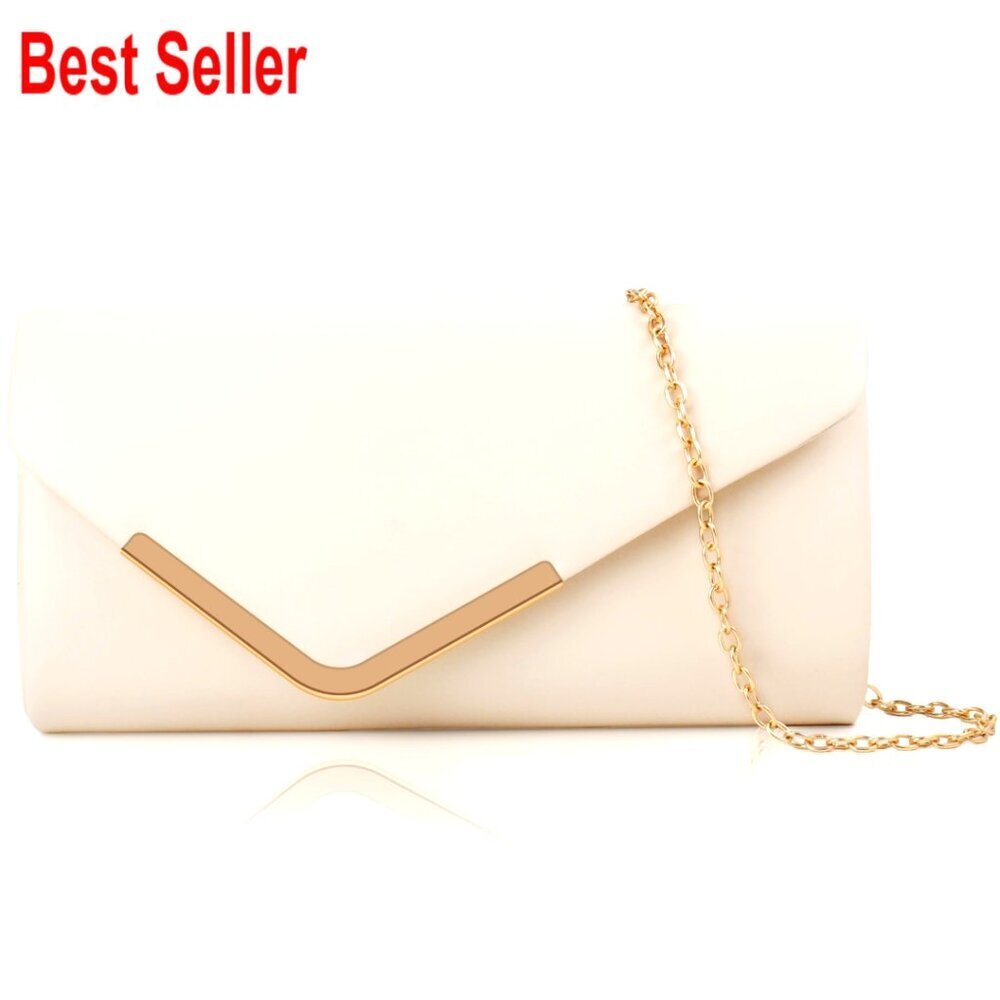Shiny Sequin Envelope Clutch Evening Bag with Chain, Faux Leather